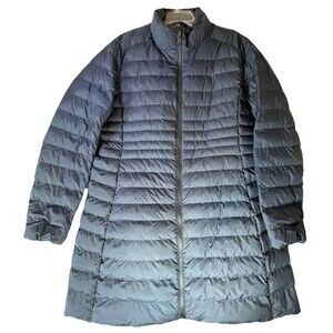 Ralph Lauren Long Puffer Coat Navy Women's XL Packable Jacket Lightweight 35”